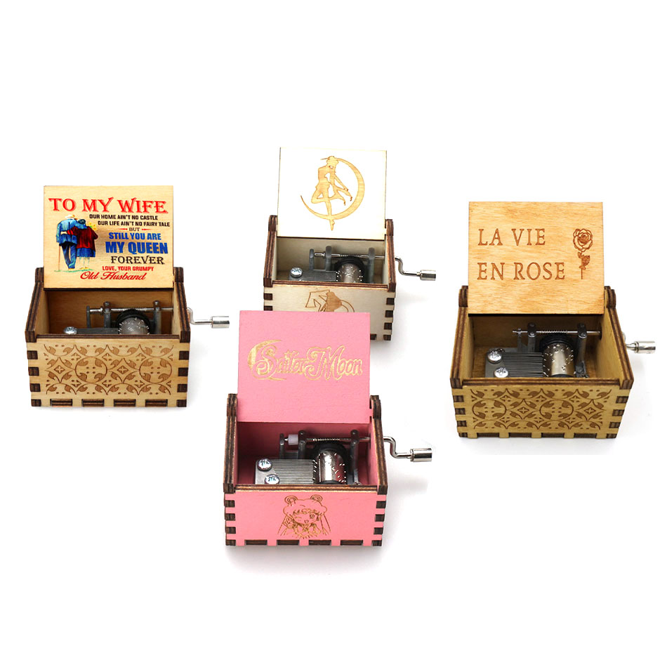 Antique Carved Wooden Hand Crank Jurassic Park Queen Valentine's Day Music Box  Gift Birthday Gift Party Decoration