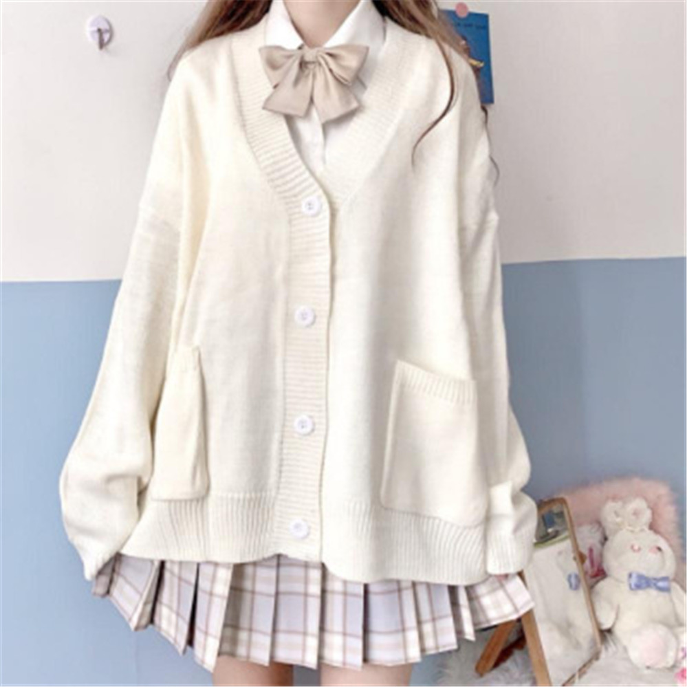Cardigan Women Solid Oversize Loose Sweaters Student Preppy Sweet Girl Cute Knitwear All-match Soft Basic ZY5208