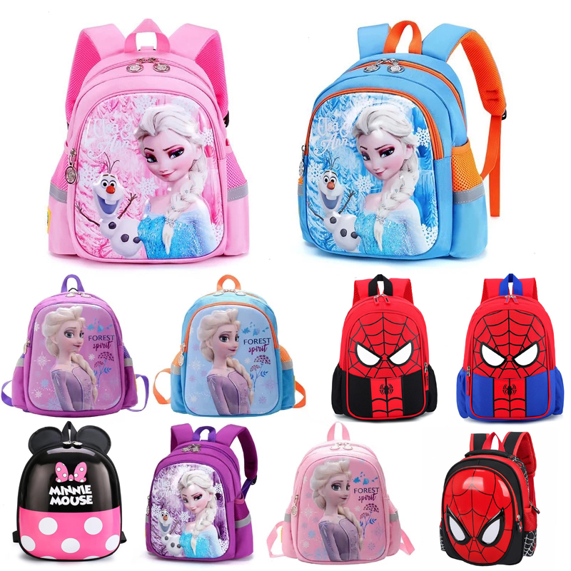 Kids School Bag Funny Cartoon Frozen Elsa Anna Pattern  Girls Children's Backpack Mickey Child Backpack Spiderman Bags
