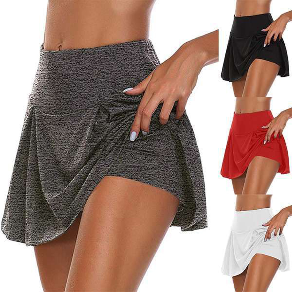  Women Sports Tennis Dance Fitness Short Skirts Quick Drying Solid Female Lining High Waist Mini Golf Sporting Skirts