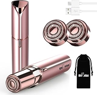 Facial Hair Removal for Women, Electric Painless Rechargeable Facial Hair Remover for Face, Lip, Chin with 2 x Replacement Heads