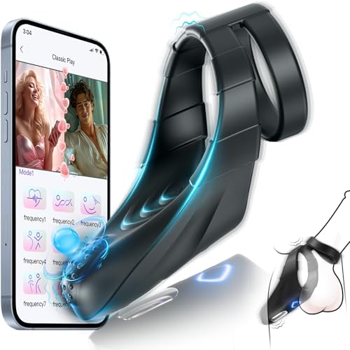 Vibrating Cock Ring, Penis Ring Sex Toys with 10 Vibration Settings, Adult Sex Toys for Men Male Vibrator for Men Pleasure with App, Dual Cock Rings for Men Erection Sex Cock Ring Vibrators