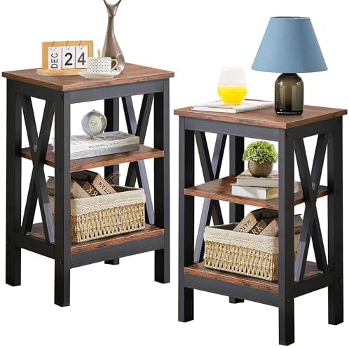 VECELO Nightstands for Living Room,Bedroom Furniture,Shelves,